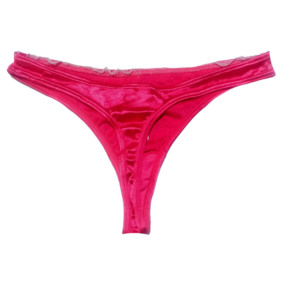 Allzeit beliebter luxuriöser seidiger rosa Damen-Tanga, Panty-Unterwäsche