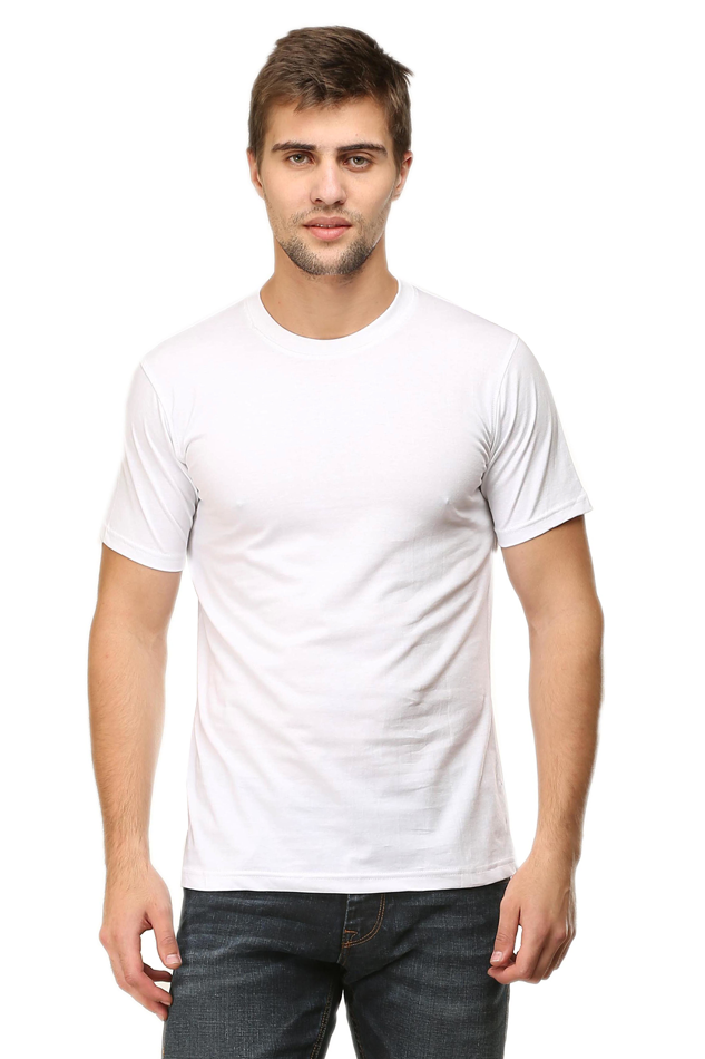 Male Round Neck Half Sleeve Classic White Tshirt