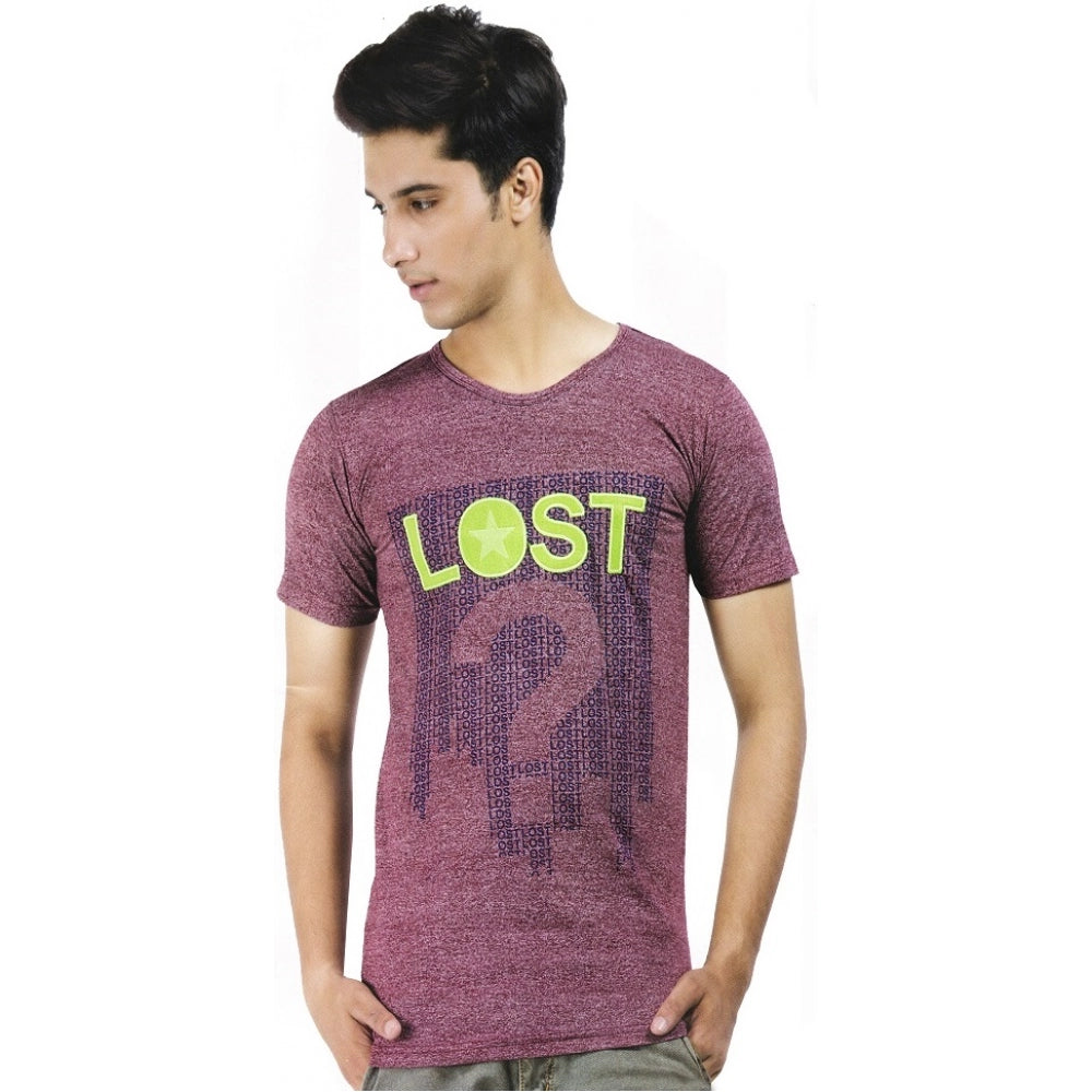 Generic Mens Hosiery Printed Men Tshirts (Maroon, XS)