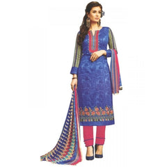 Generischer Damen-Salwar-Anzug aus Baumwollmischung, normal, ungesäumt, mit Dupatta (blau, 2 m)