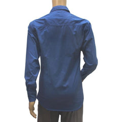 Generic Mens Cotton Casual Men Shirts (Blue, L)