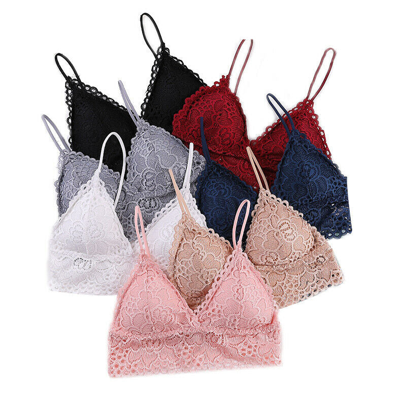 2er-Pack gepolsterte Spitzen-Bralettes im französischen Stil