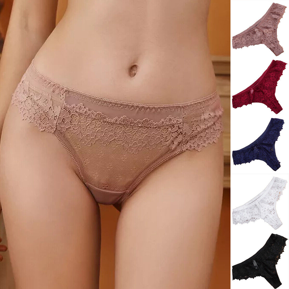 3er-Pack Tangas aus floraler Spitze für Damen