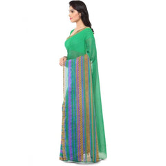 Printed Faux Georgette Green Color Saree