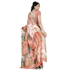 Printed Faux Georgette Orange Color Saree