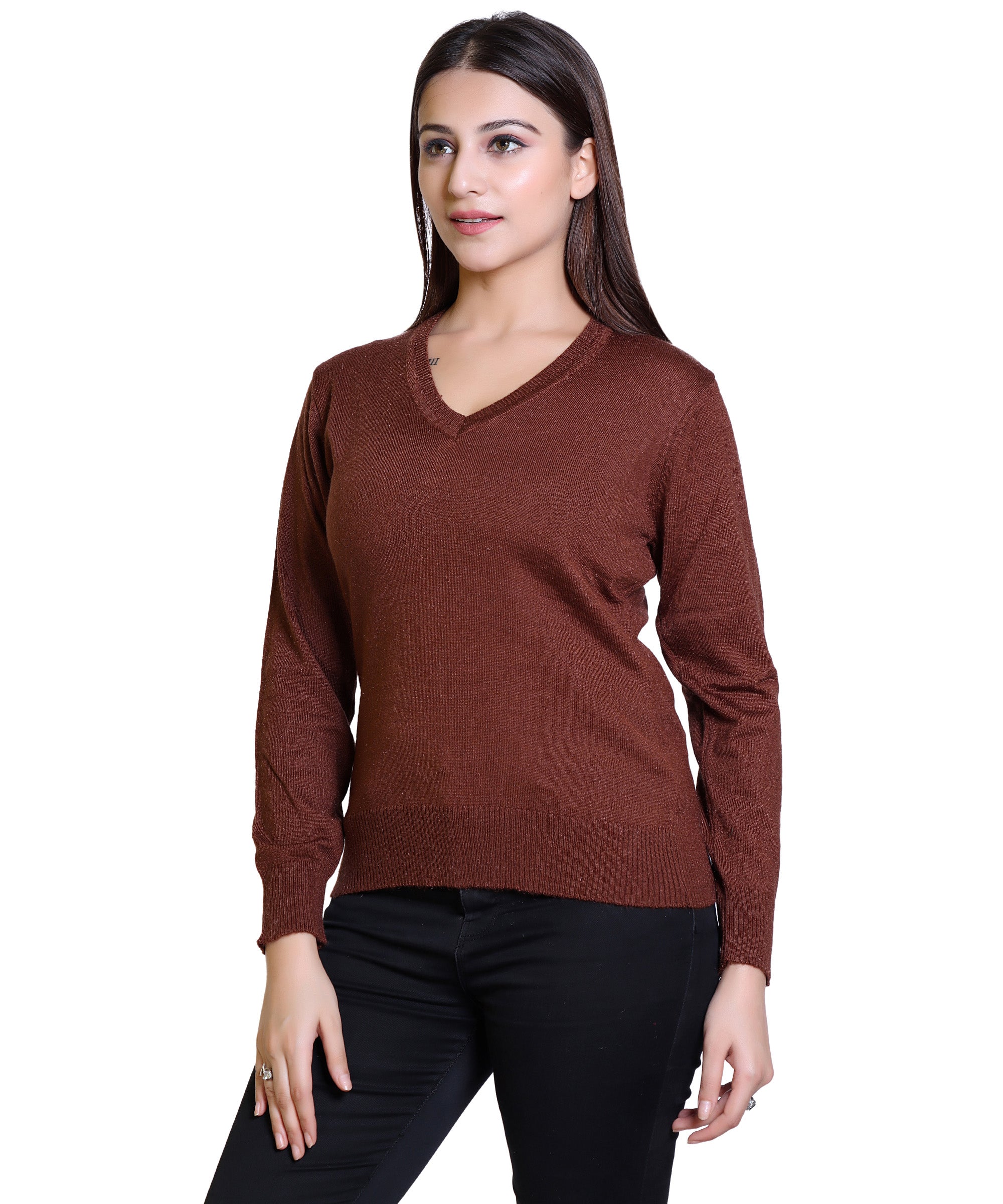 Women's Solid Woolen Full Sleeves Sweater