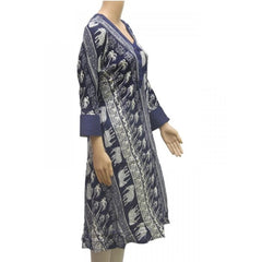 Generic Women's Rayon Kurtis (Blue, White, XXL)