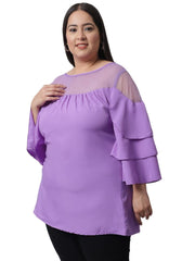 Flambeur Women's Plus Size Solid Purple Full Sleeve Top