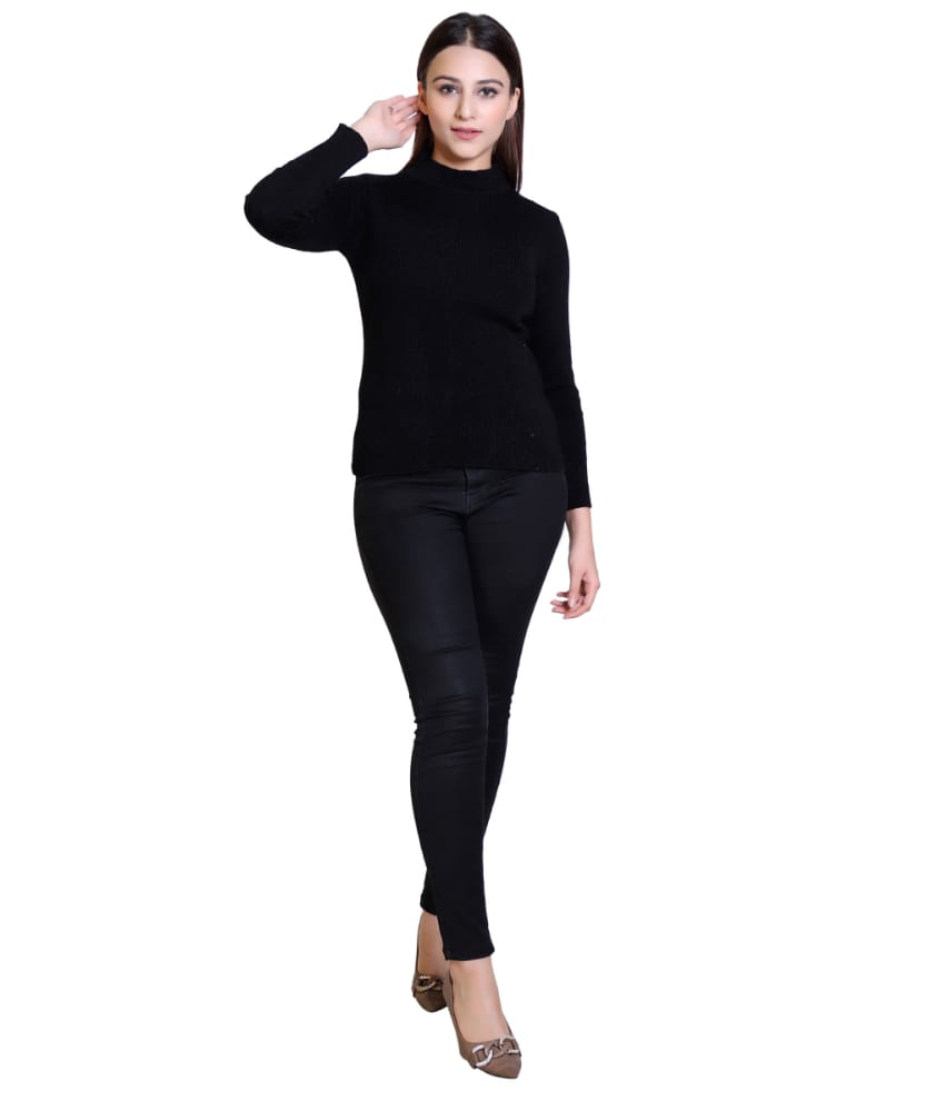 Women's Solid Woolen Full Sleeves Sweater