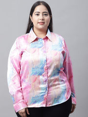 Flambeur Women's Plus Size Printed Full Sleeve Casual Shirt