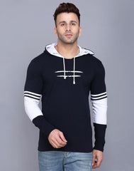 Cotton Solid Full Sleeves Hooded T-Shirts