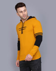 Cotton Solid Full Sleeves Hooded T-Shirts