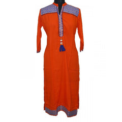 Generisches Viskose-Kurtis für Damen (Orange, XXL)