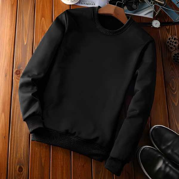 Cotton Solid Full Sleeves Regular Fit Mens Sweatshirt