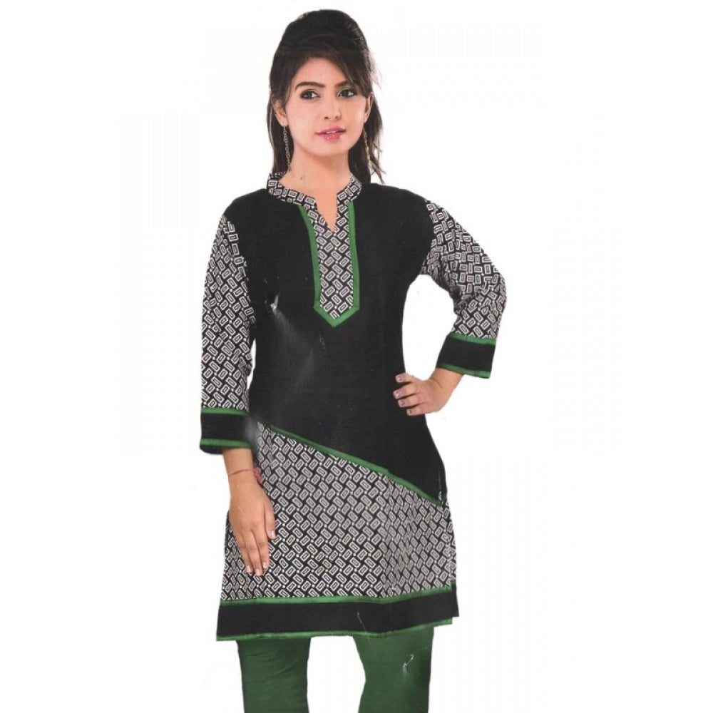 Generic Women's Cotton Kurtis (Black, Green, L)