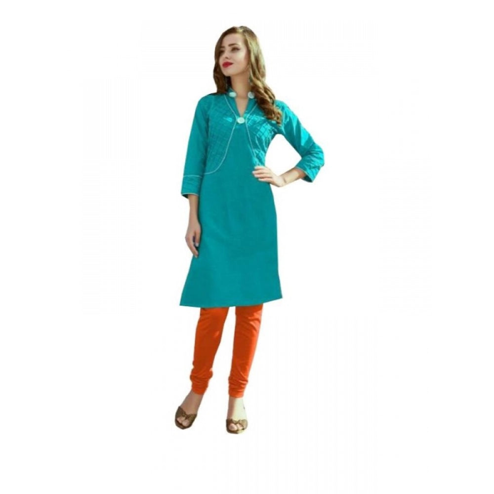 Generic Women's Cotton Kurtis (Blue, L)