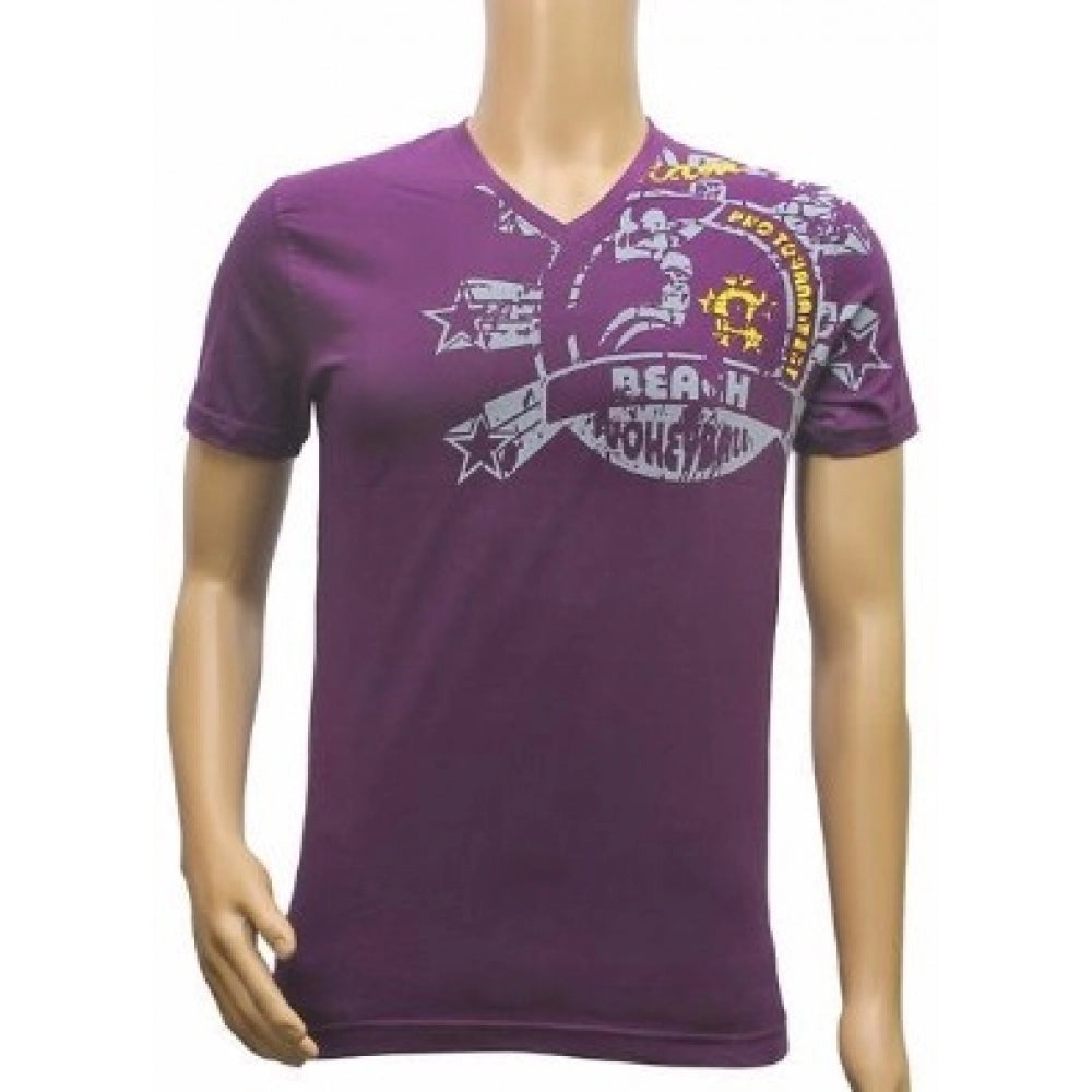 Generic Mens Hosiery Mix Printed Men Tshirts (Violet, S)