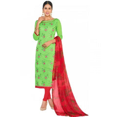 Generischer Chanderi-Salwar-Anzugstoff für Damen, normal, ungesäumt, mit Dupatta (Grün, Rot, 2 m)