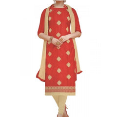 Generischer Salwar Kameez aus Baumwolle für Damen, normal, ungesäumt, mit Dupatta (rot, 2 m)