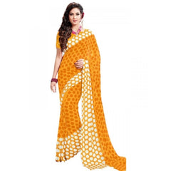 Generic Womens Geogrette Saree with Blouse Digital Printed Saree (Yellow, 6.25 Mtr)