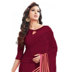 Generischer Geogrette-Sari für Damen mit Bluse, digital bedruckter Sari (Kastanienbraun, 6,25 m)