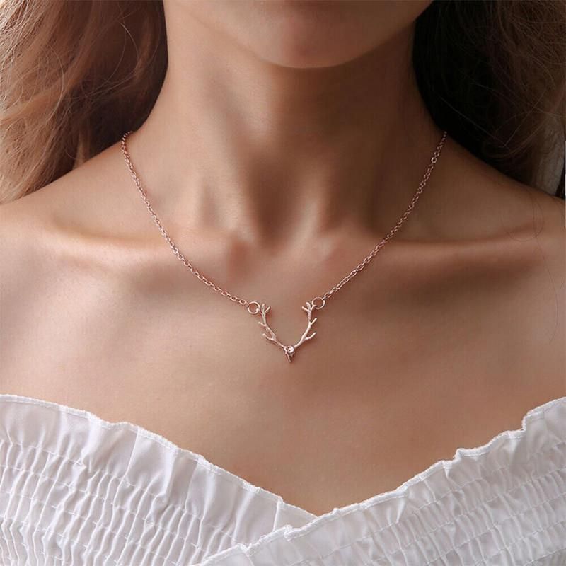 Christ Christmas Little Antler Deer Head Elch Halskette Klassische Farbe Choker Halsketten für Frauen