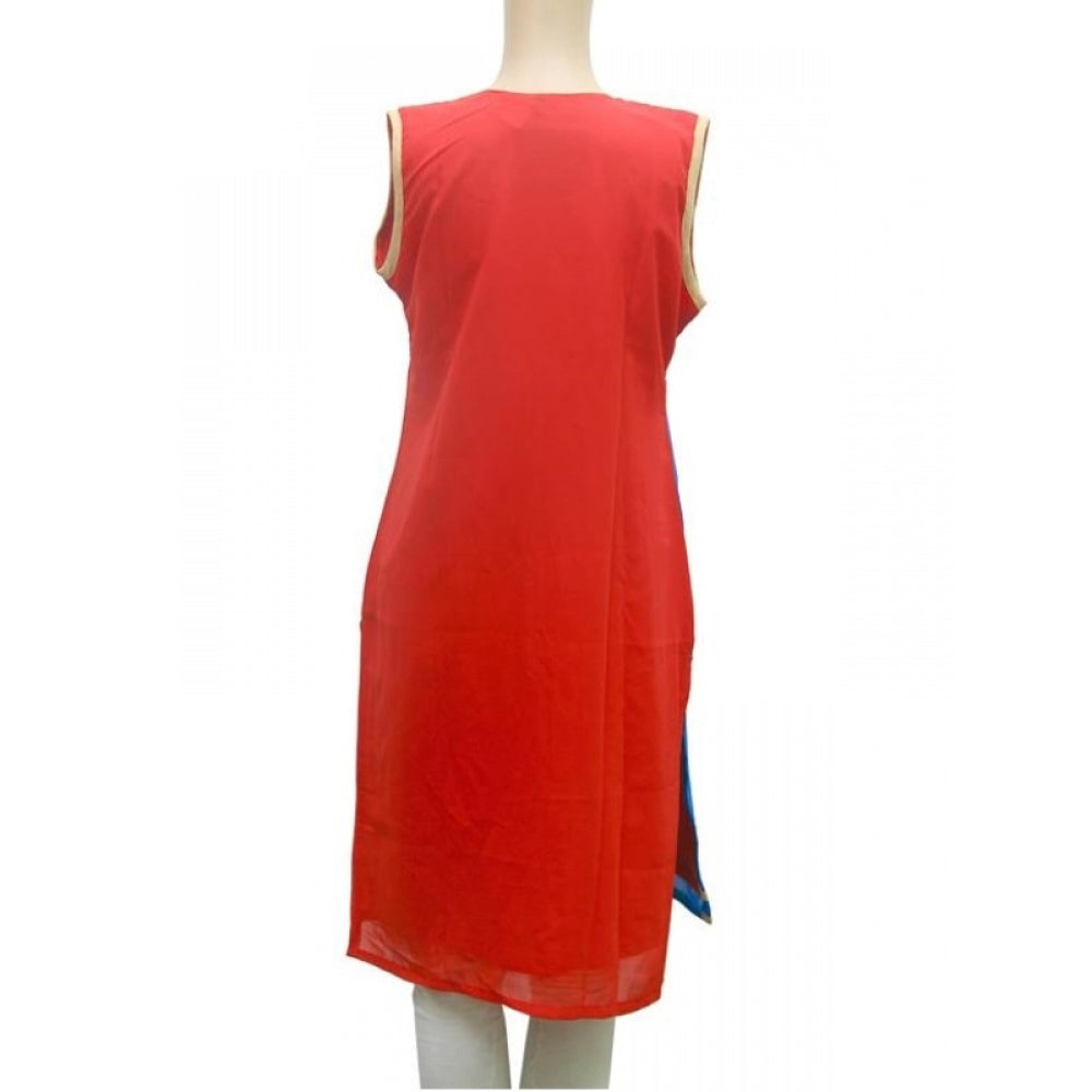 Generic Women's Synthetic Kurtis (Red, Blue, M)