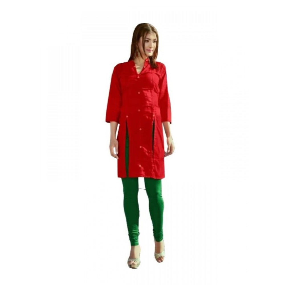 Generisches Kurtis aus Baumwolle für Damen (Rot, L)