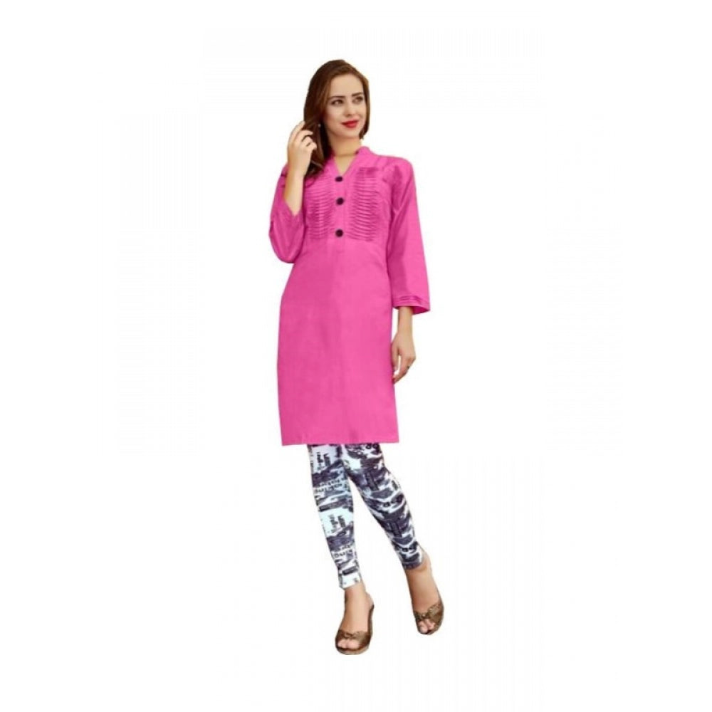 Generic Women's Cotton Kurtis (Pink, XL)