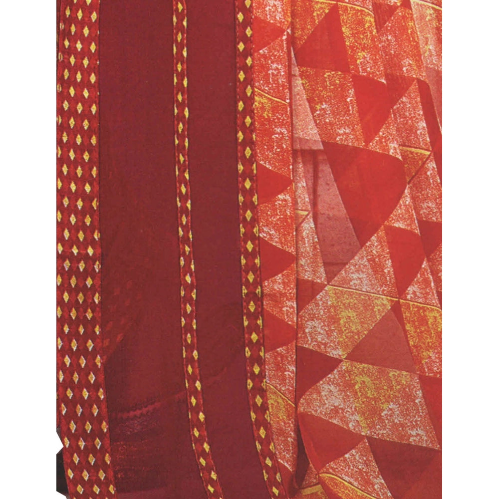 Generic Womens Georgette Digital Printed Saree (Red, 6.25 Mtr)