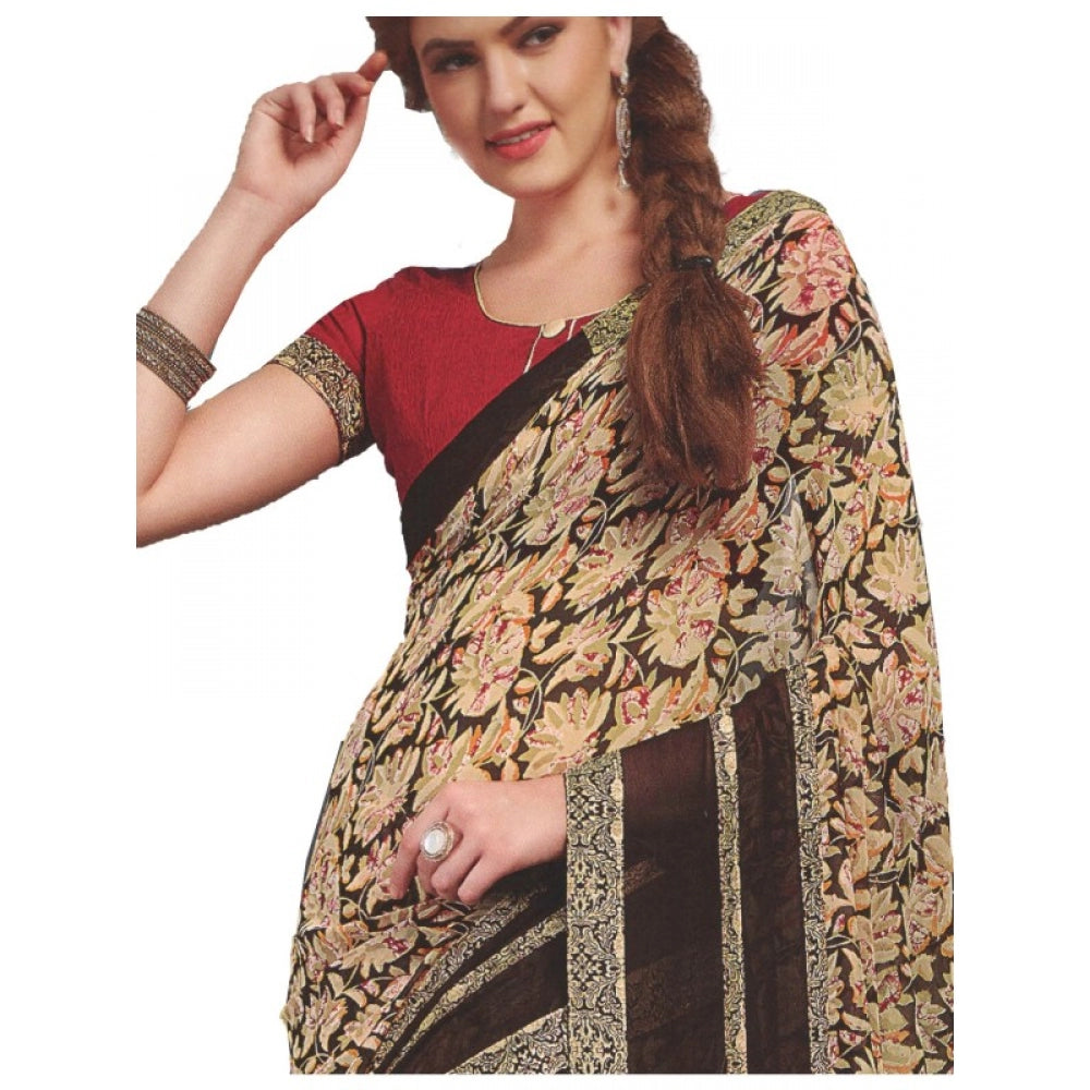 Generic Womens Georgette Digital Printed Saree (Multi, 6.25 Mtr)