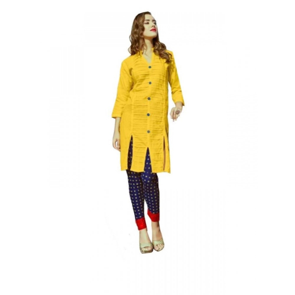 Generic Women's Cotton Kurtis (Yellow, L)