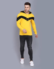 Cotton Color Block Full Sleeves Hooded T-Shirt