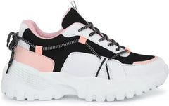 SUSON Damen Weiß-Rosa Kunstleder Sneakers Schuhe