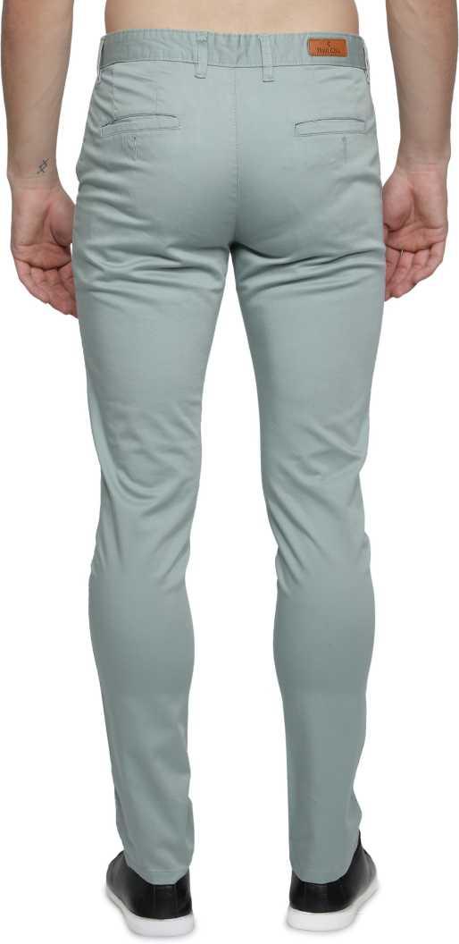 Lycra Blend Solid Slim Fit Mens Casual Trousers