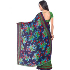 Printed Faux Georgette Green Color Saree