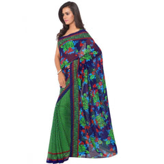 Printed Faux Georgette Green Color Saree