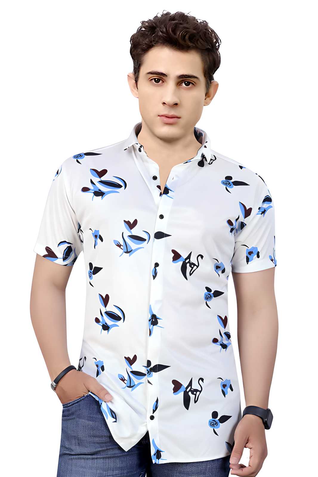 Rayon Printed Half Sleeves Regular Fit Mens Casual Shirt