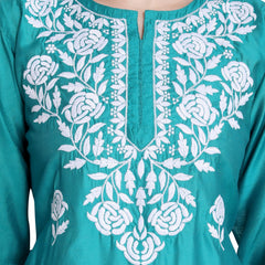 Chikankari Chanderi Kurti aus Seide für Frauen