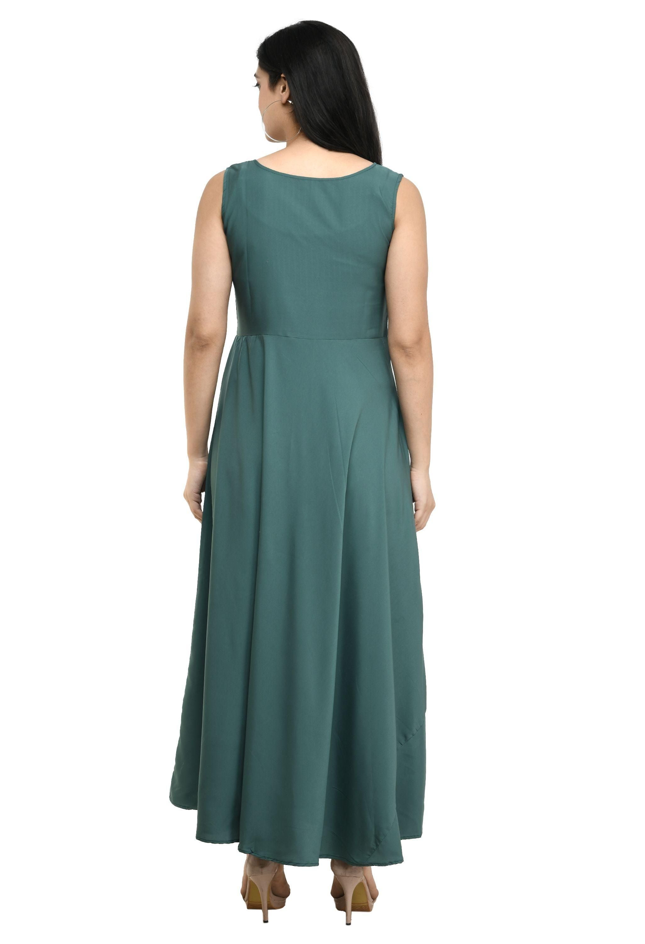 Oceanista Damen Maxikleid mit Kreppverzierung, Partywear, Grün