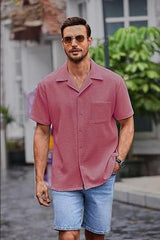 Men's Knit Stylish Half Sleeve Shirt Pink