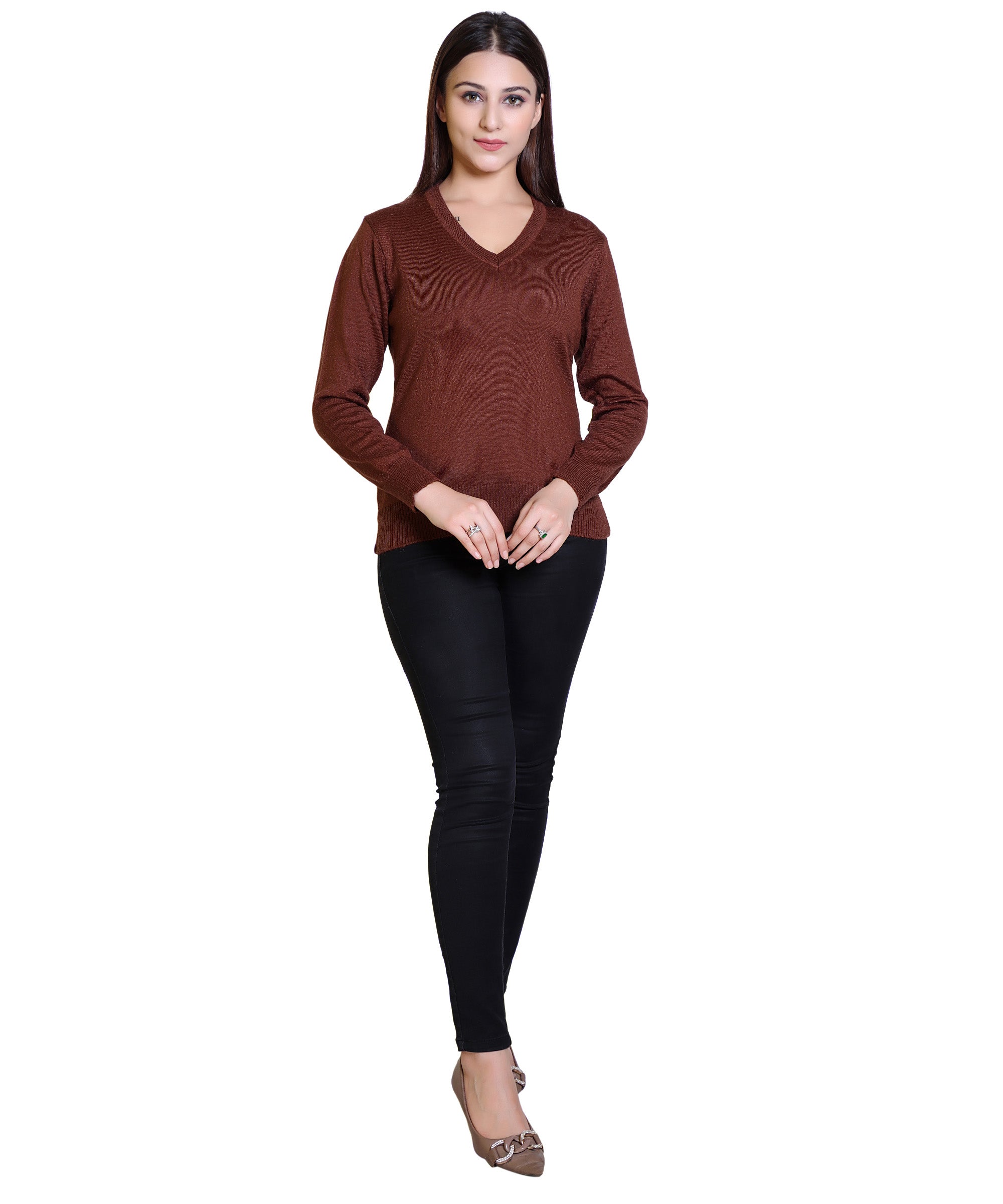 Women's Solid Woolen Full Sleeves Sweater