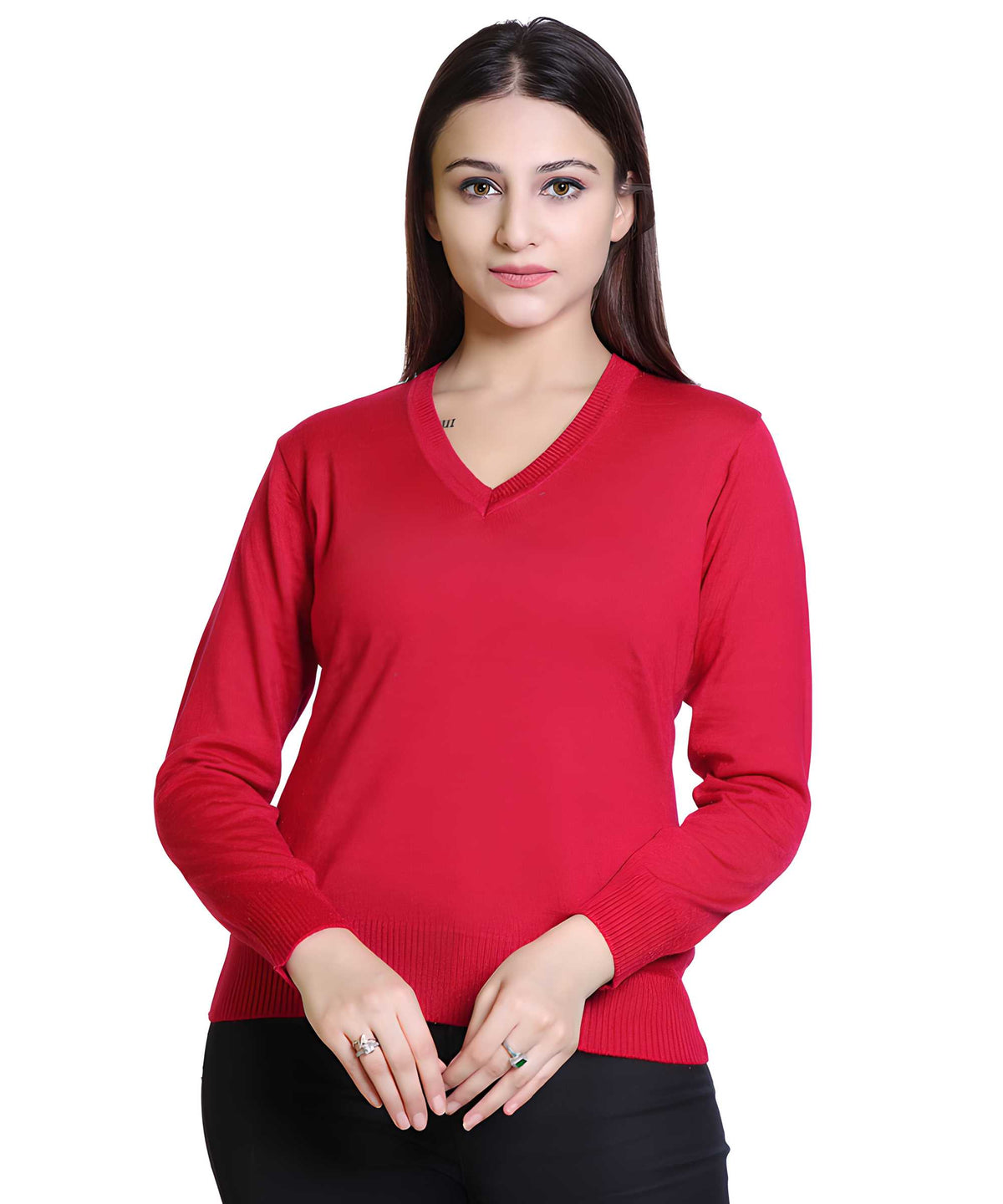 Women's Solid Woolen Full Sleeves Sweater