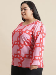 Flambeur Women's Plus Size Printed Half Sleeve Top