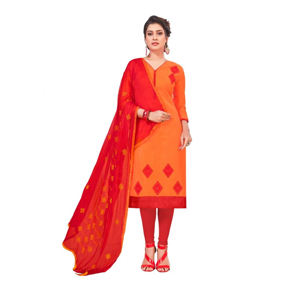 Generischer Salwar Kameez aus ungesäumter Slub-Baumwolle für Damen mit Dupatta (Orange, 2–2,5 m)