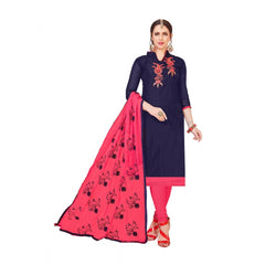 Generischer Salwar Kameez-Anzug aus Modalseide für Damen, ungesäumt, mit Dupatta (Marineblau, 2–2,5 m)