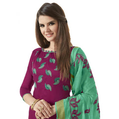 Generischer Salwar Kameez aus ungesäumter Slub-Baumwolle für Damen mit Dupatta (Magenta, 2–2,5 m)