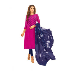 Generischer Salwar Kameez-Anzug aus Baumwolljacquard für Damen, ungesäumt, mit Dupatta (Magenta, 2–2,5 m)