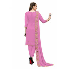 Generischer Salwar Kameez aus ungesäumter Chanderi-Baumwolle für Damen mit Dupatta (Pink, 2–2,5 m)