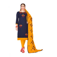 Generischer Salwar Kameez aus ungesäumter Slub-Baumwolle für Damen mit Dupatta (Marineblau, 2–2,5 m)